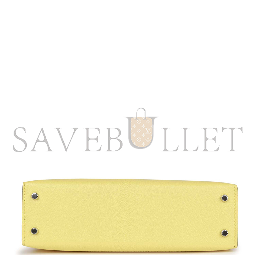 HERMÈS MINI KELLY II SELLIER LIMONCELLO CHEVRE PALLADIUM HARDWARE (19*12*5.5cm) 